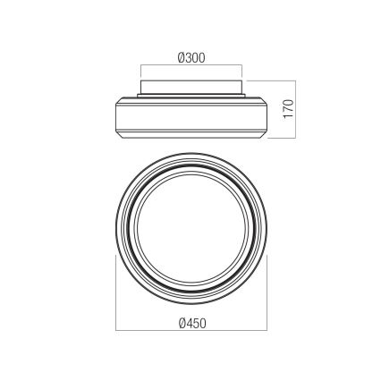 Redo 01-3590 - Стельовий LED світильник SOLERA LED/36W/230V діаметр 45 см CRI 93 3000/4000K сірий