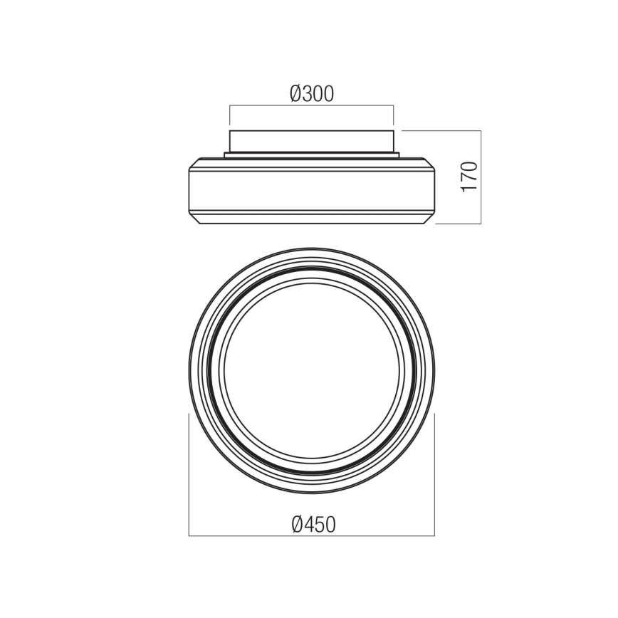 Redo 01-3590 - Стельовий LED світильник SOLERA LED/36W/230V діаметр 45 см CRI 93 3000/4000K сірий