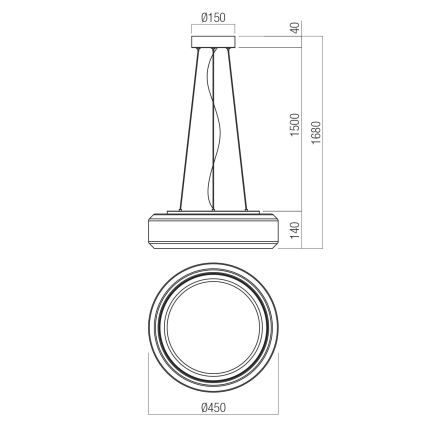 Redo 01-3592 - Светодиодная подвесная люстра SOLERA LED/36W/230V диаметр 45 см CRI 93 3000/4000K серый
