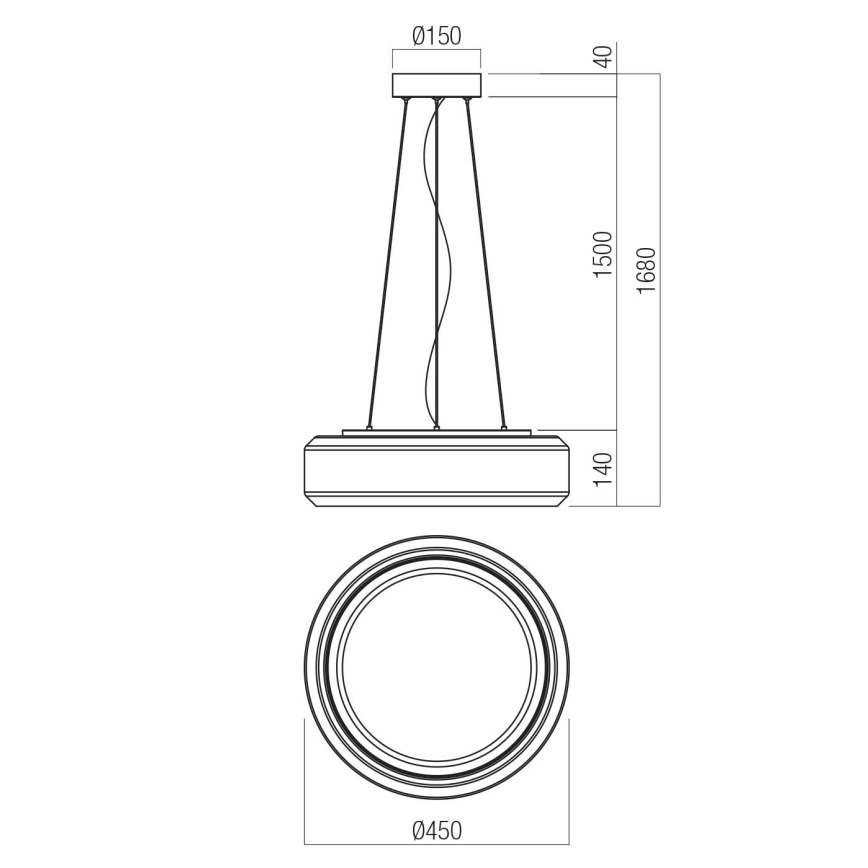 Redo 01-3592 - Светодиодная подвесная люстра SOLERA LED/36W/230V диаметр 45 см CRI 93 3000/4000K серый