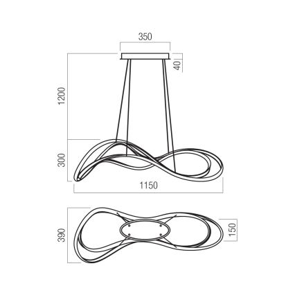 Redo 01-3598 - диммируемая LED-люстра на подвесном тросе TEMPEST LED/58W/230V, золотая