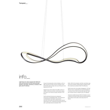 Redo 01-3598 - LED люстра з регулюванням яскравості на тросі TEMPEST LED/58W/230V золота