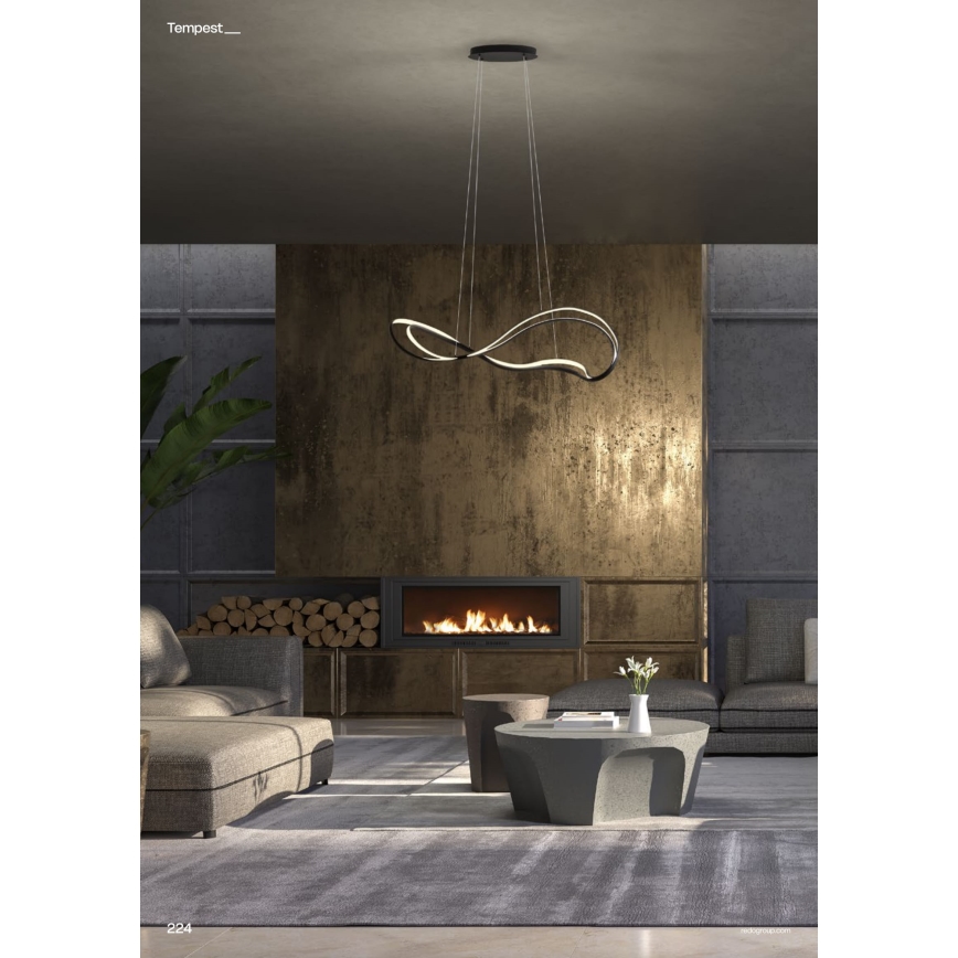 Redo 01-3599 - Диммируемая LED-люстра на тросе TEMPEST LED/58W/230V чёрная