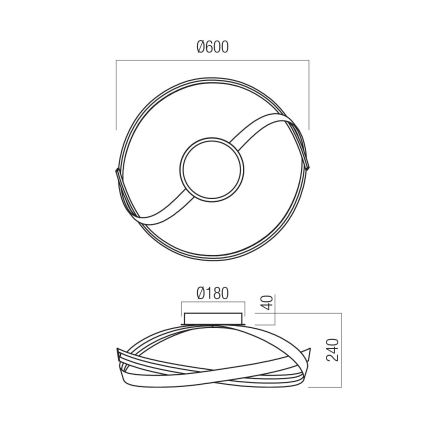 Redo 01-3614 - димований LED стельовий світильник IMPULS LED/34W/230V, діаметр 60 см, чорний