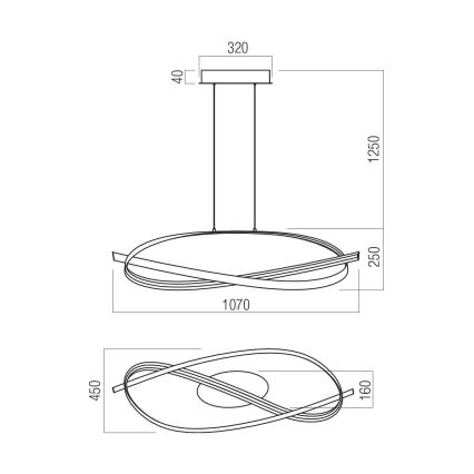 Redo 01-3616 - диммируемая подвесная LED-люстра на тросе IMPULS LED/38W/230V, золотая