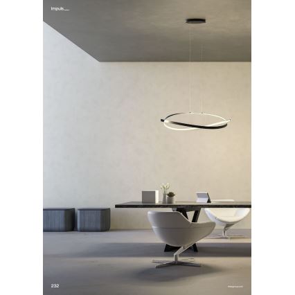 Redo 01-3617 - Підвісна LED-люстра на тросі IMPULS LED/38W/230V, чорна, з регулюванням яскравості