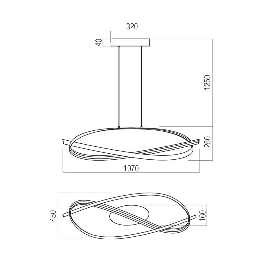 Redo 01-3617 - Підвісна LED-люстра на тросі IMPULS LED/38W/230V, чорна, з регулюванням яскравості