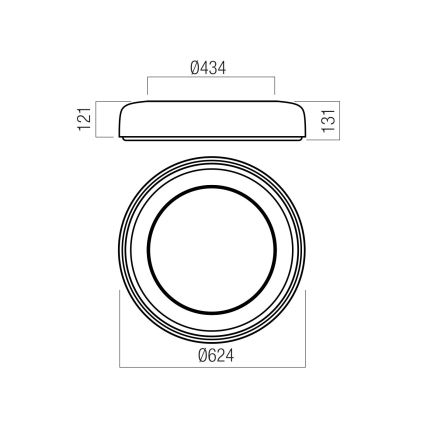 Redo 01-3724 - LED потолочный светильник DIP LED/40 Вт/230 В 2700/3000/4000/5000/6500K CRI 90 диаметр 62,4 см черный