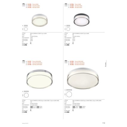 Redo 01-3732 - Светодиодный потолочный светильник для ванной комнаты FRISBI LED/18W/230V диам. 28 см CRI 90 3000/4000K IP44 белый