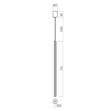 Redo 01-3859 - LED-люстра на тросі NIKOS LED/8W/230V 3000K CRI 90 діам. 6 см біла
