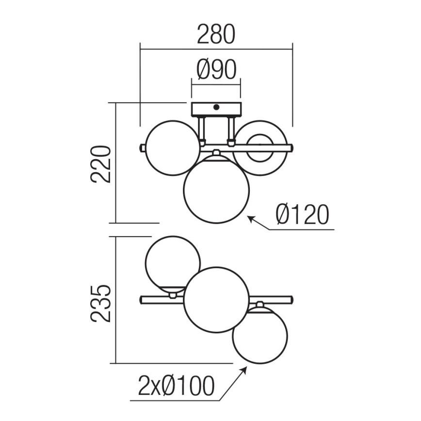 Redo 01-3988 - Припотолочная люстра ASTRA 3xG9/8W/230V черный