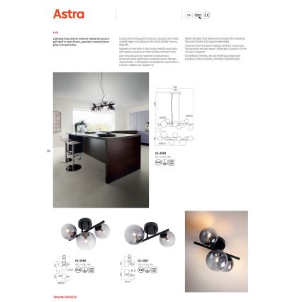 Redo 01-3989 - Підвісна люстра ASTRA 9xG9/8W/230V чорний