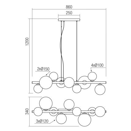 Redo 01-3989 - Підвісна люстра ASTRA 9xG9/8W/230V чорний
