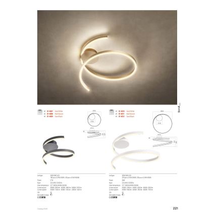 Redo 01-4011 - Диммируемый потолочный светильник SCROLL LED/38W/230V 3000K/4000K/6000K CRI 90 диаметр 60 см золотой