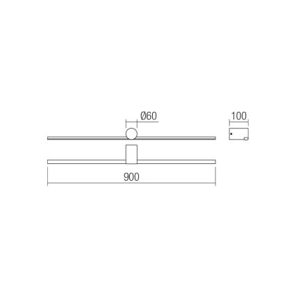 Redo 01-4036 - LED Підсвітка для дзеркала для ванної ROW LED/18W/230V 90 см IP44 чорний