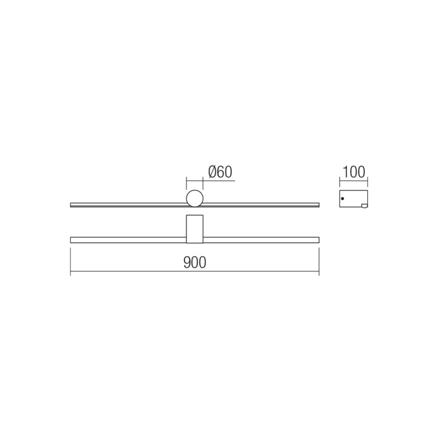 Redo 01-4036 - LED Підсвітка для дзеркала для ванної ROW LED/18W/230V 90 см IP44 чорний