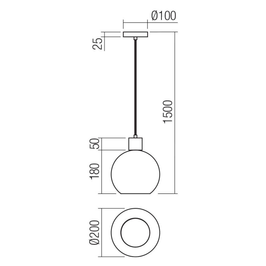 Redo 01-4045 - Подвесная люстра ATLANTIS 1xE27/42W/230V диаметр 20 см черный