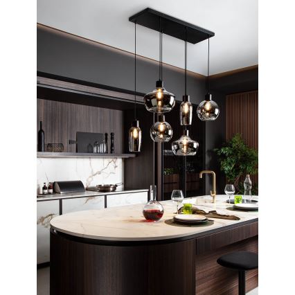 Redo 01-4047 - Подвесная люстра ATLANTIS 6xE27/42W/230V черный