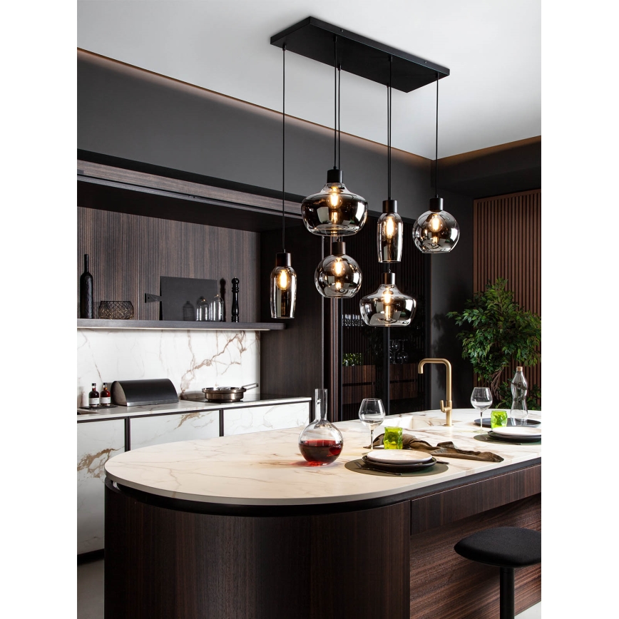 Redo 01-4047 - Подвесная люстра ATLANTIS 6xE27/42W/230V черный