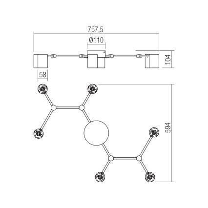 Redo 01-4048 - Точечный светильник WEBB 6xGU10/10W/230V черный