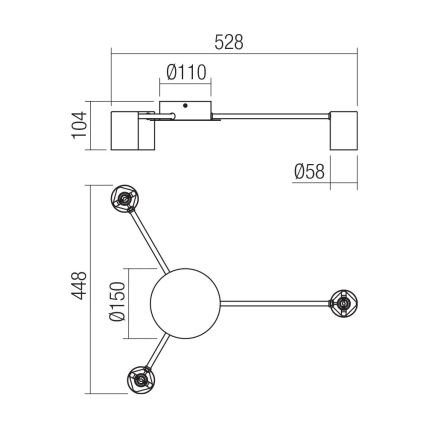 Redo 01-4050 - Точечный светильник NOA 3xGU10/10W/230V черный