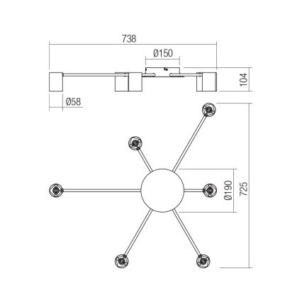 Redo 01-4051 - Точковий світильник NOA 6xGU10/10W/230V золотий