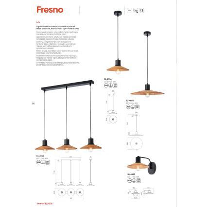 Redo 01-4056 - Подвесная люстра FRESNO 3xE27/42W/230V