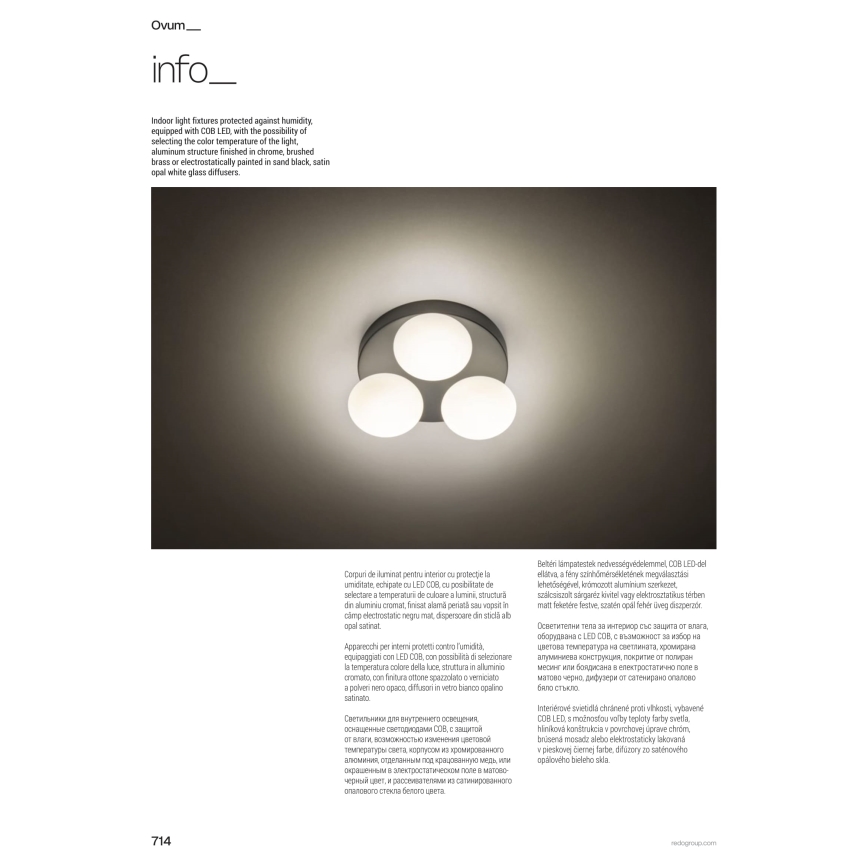 Redo 01-4306 - LED-стельовий світильник для ванної кімнати OVUM 3xLED/5W/230V 3000/4000K CRI 90 діаметр 24 см IP44 білий/глянцевий хром