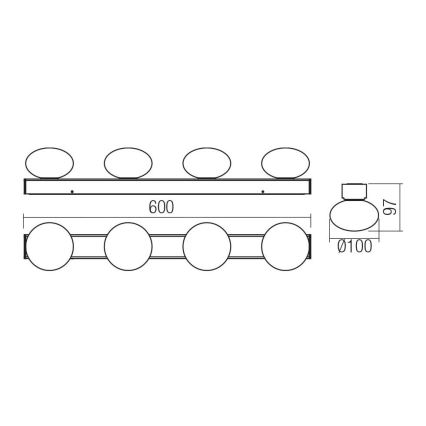 Redo 01-4311 - LED Потолочный светильник для ванной OVUM 4xLED/5W/230V 3000/4000K CRI 90 IP44 белый/чёрный