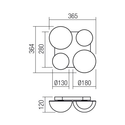 Redo 01-4333 - LED стельовий світильник LUMIEN 4xLED/26W/230V 2700/3000K CRI 90 білий/чорний