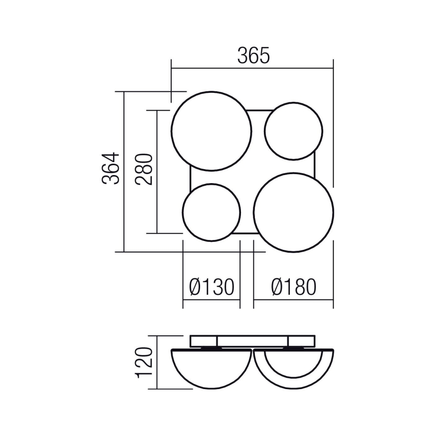 Redo 01-4333 - LED стельовий світильник LUMIEN 4xLED/26W/230V 2700/3000K CRI 90 білий/чорний