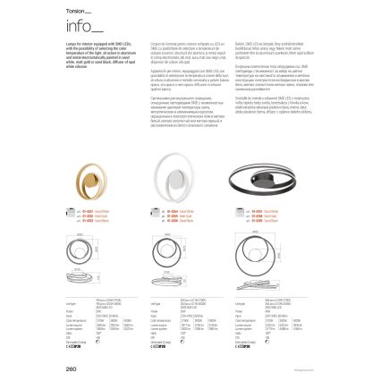 Redo 01-4358 - LED затемнюваний стельовий світильник TORSION LED/40W/230V 2700/3000/4000K CRI 90 діам. 56 см золотистий