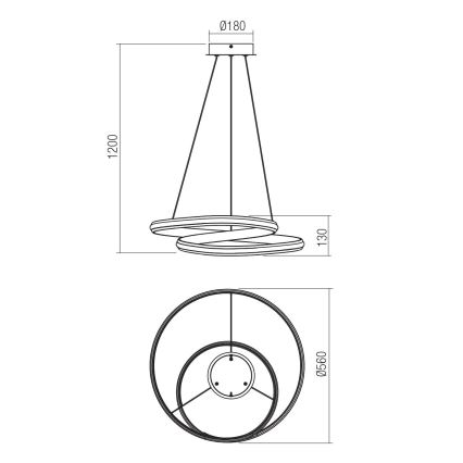 Redo 01-4360 - LED Диммируемая подвесная люстра на тросе TORSION LED/40W/230V 2700/3000/4000K CRI 90 Ø 56 см белая
