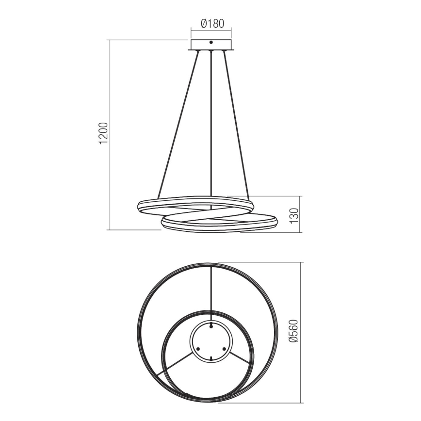 Redo 01-4360 - LED Диммируемая подвесная люстра на тросе TORSION LED/40W/230V 2700/3000/4000K CRI 90 Ø 56 см белая