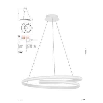 Redo 01-4364 - LED диммируемая подвесная люстра на тросе TORSION LED/60W/230V 2700/3000/4000K CRI 90, диаметр 75,2 см, золотая