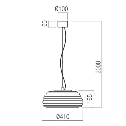 Redo 01-4543 - LED димована люстра на тросі ONDULA LED/16W/230V 2700K/3000K CRI 90, діаметр 41 см, чорна/димчаста