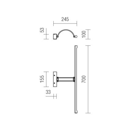 Redo 01-458 - LED підсвітка картин IKON LED/18W/230V 70 см глянцевий хром