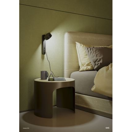 Redo 01-4643 - LED настінний світильник SADES LED/6W/230V CRI 90 USB чорний