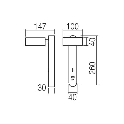 Redo 01-4643 - LED настінний світильник SADES LED/6W/230V CRI 90 USB чорний