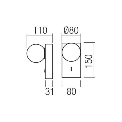 Redo 01-4659 - Сучасний настінний світильник NORMA LED, 5 Вт, 230 В, CRI 90, USB, білий/чорний
