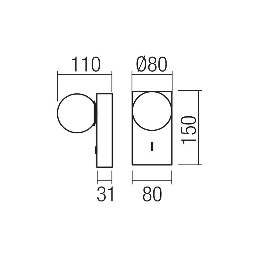 Redo 01-4659 - Сучасний настінний світильник NORMA LED, 5 Вт, 230 В, CRI 90, USB, білий/чорний