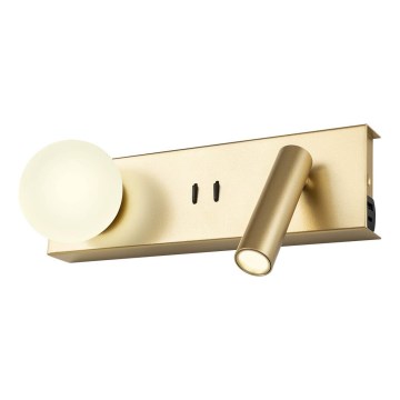 Redo 01-4661 - LED Настенный светильник NORMA LED/5W/230V + LED/3W CRI 90 USB белый/золотой