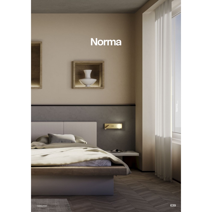 Redo 01-4661 - LED Настенный светильник NORMA LED/5W/230V + LED/3W CRI 90 USB белый/золотой