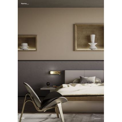 Redo 01-4661 - LED Настенный светильник NORMA LED/5W/230V + LED/3W CRI 90 USB белый/золотой