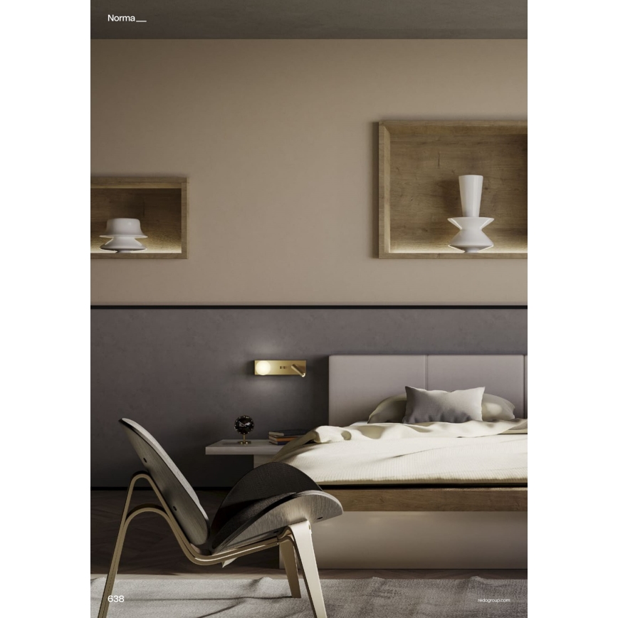 Redo 01-4661 - LED Настенный светильник NORMA LED/5W/230V + LED/3W CRI 90 USB белый/золотой