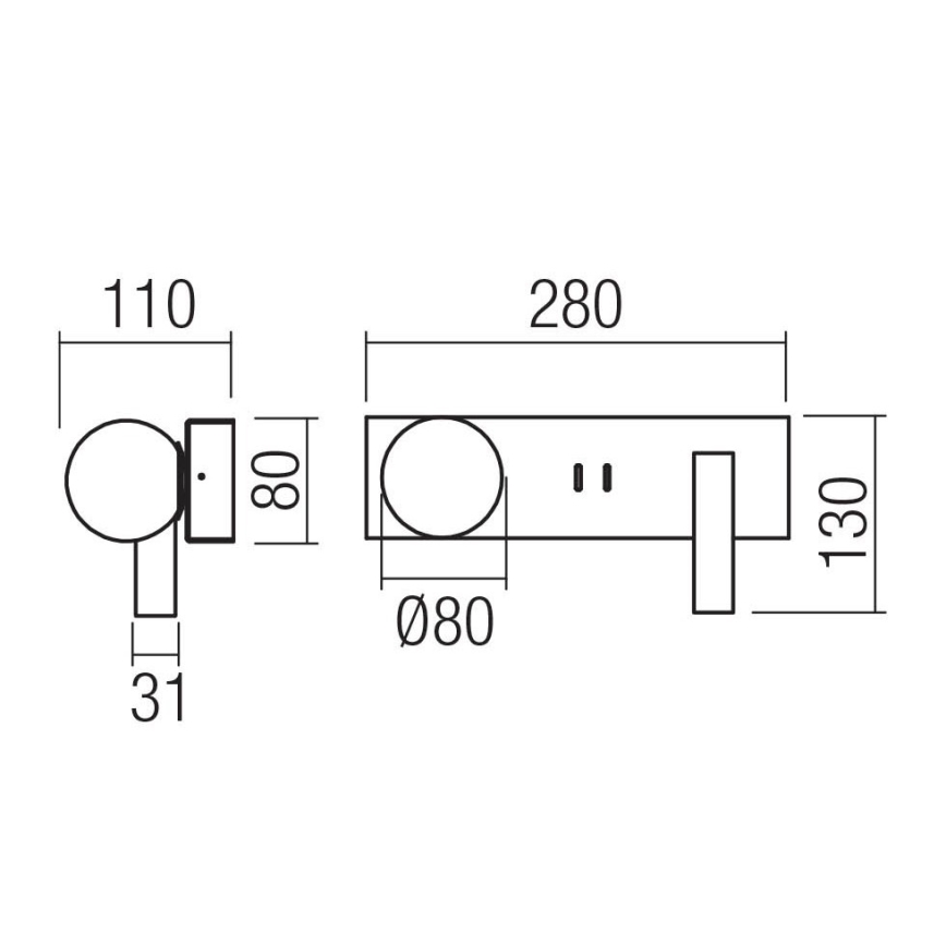 Redo 01-4661 - LED настінний світильник NORMA LED/5W/230V + LED/3W CRI 90 USB білий/золотий