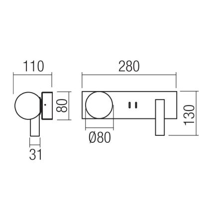 Redo 01-4663 - LED настінний світильник NORMA LED/5W/230V + LED/3W CRI 90 USB білий/чорний