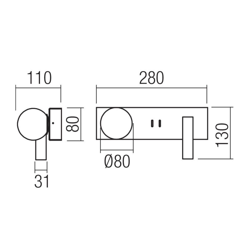 Redo 01-4663 - LED настінний світильник NORMA LED/5W/230V + LED/3W CRI 90 USB білий/чорний