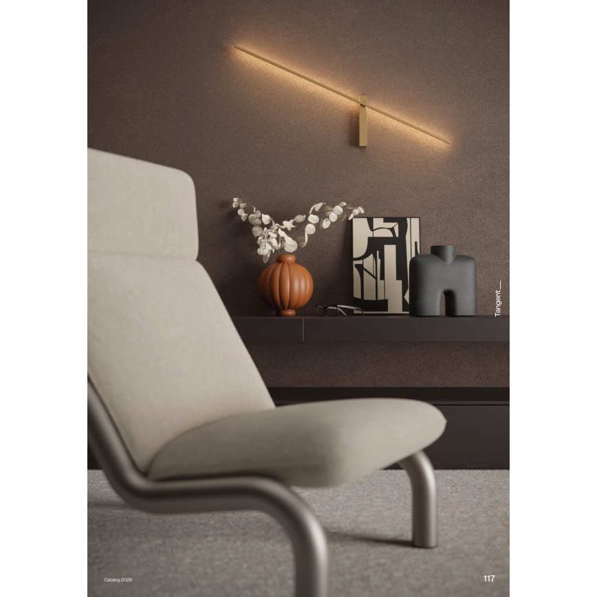 Redo 01-4672 - LED настенный светильник TANGENT LED/6 Вт/230 В 2700/2850/3000K 73 см CRI 90 золотой