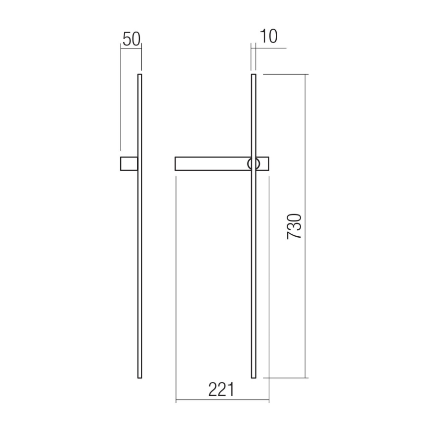 Redo 01-4673 - настенный светильник TANGENT, LED, 6 Вт, 230 В, 2700/2850/3000 K, 73 см, CRI 90, чёрный